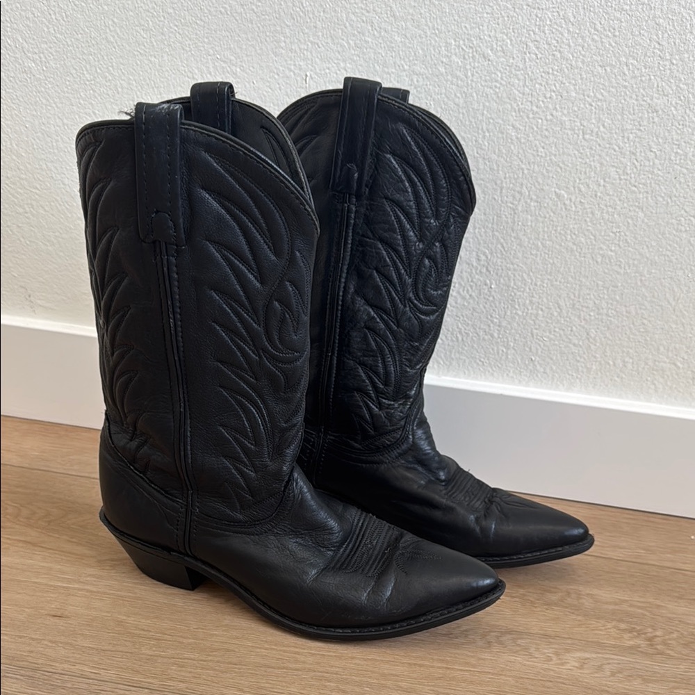 Black Leather Cowboy Boots